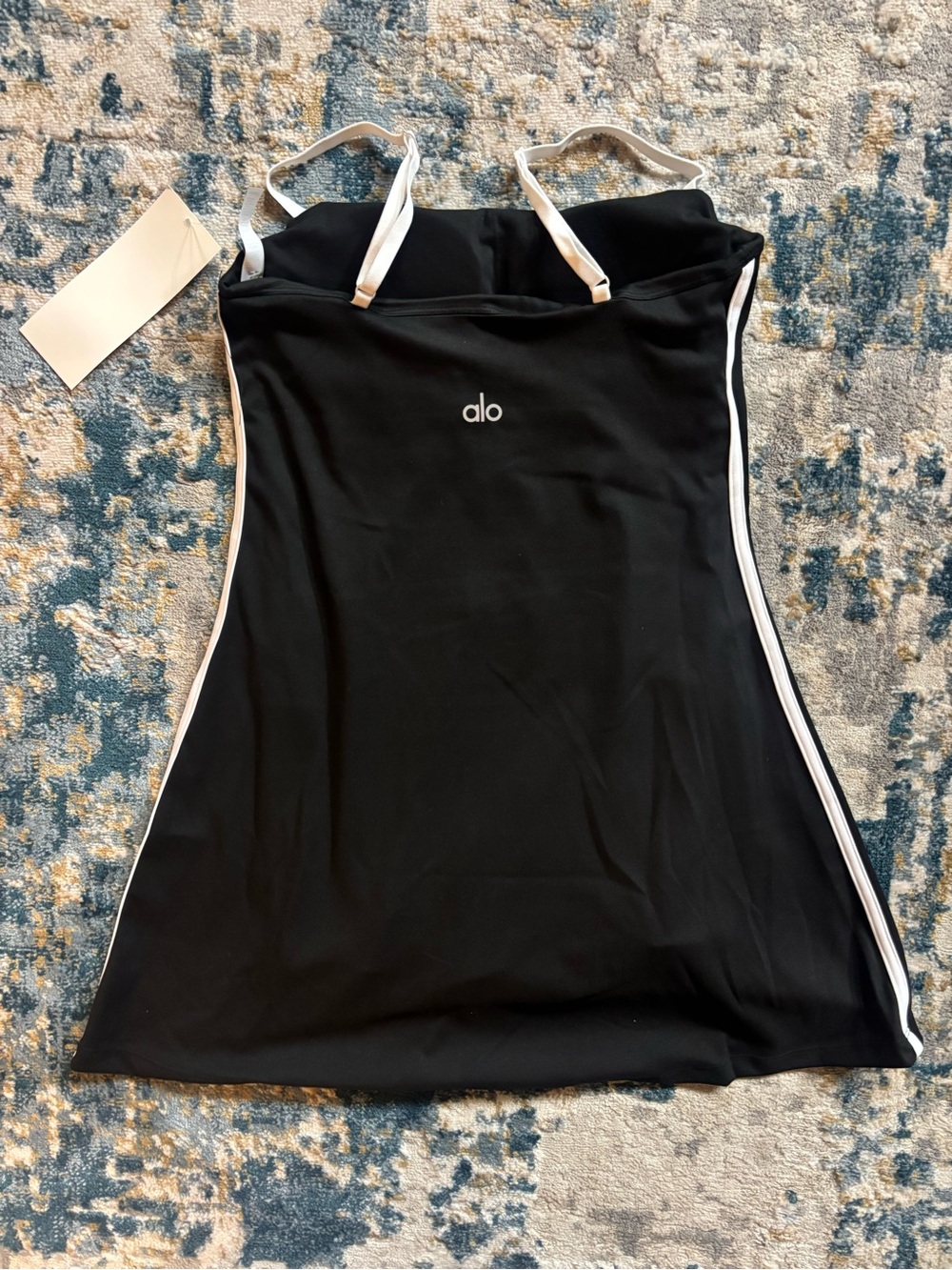 ALO Yoga Black Mini Dress with White Piping - Picture 2 of 8
